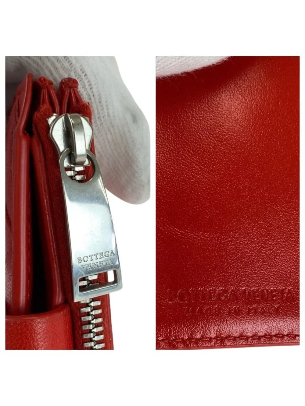 Bottega Veneta Maxi Intrecciato Red Leather Fold Wallet Compact